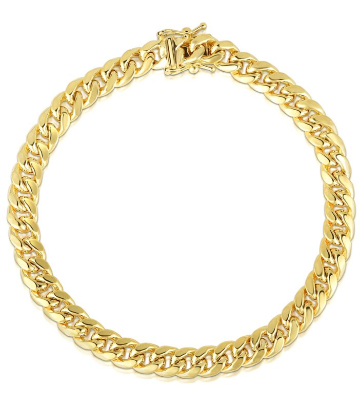 10.5mm 14k Yellow Gold Semi Solid Miami Cuban Bracelet