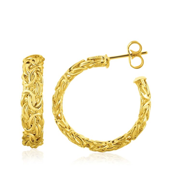 14k Yellow Gold Byzantine Three-Quarter Moon Post Earrings