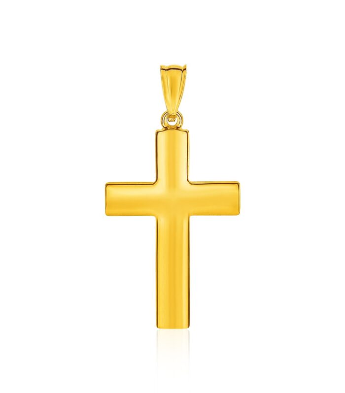 14k Yellow Gold Reversible Textured Cross Pendant