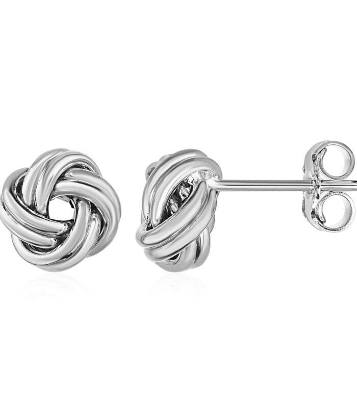 Love Knot Post Earrings in 14k White Gold