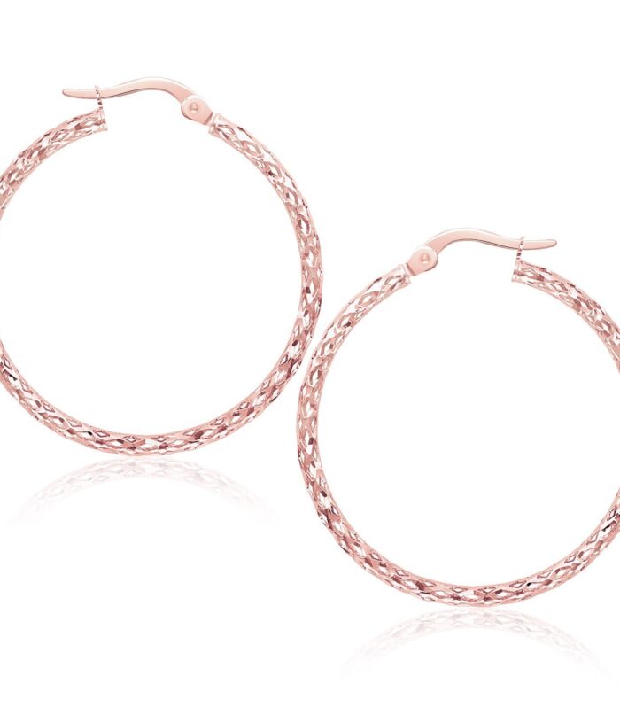 Large Textured Hoop Earrings in 10k Rose Gold