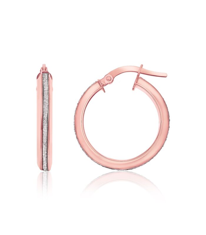 14k Two-Tone Gold Hoop Earrings with Glitter Center