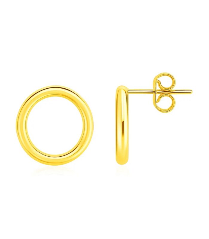 Open Circle Post Earrings in 14k Yellow Gold