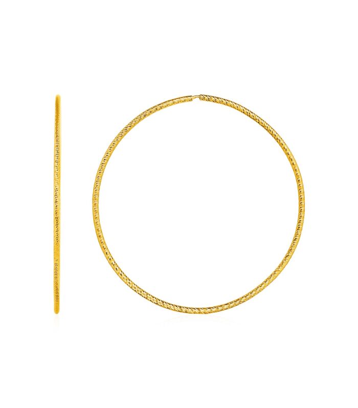 Textured Endless Hoop Earrings in 14k Yellow Gold