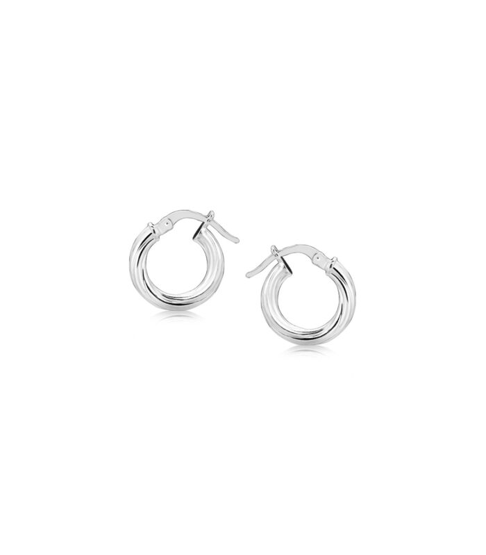 Sterling Silver Twist Style Small Size Hoop Earrings