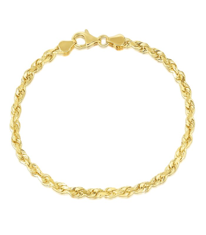 10k Yellow Gold Solid Diamond Cut Rope Bracelet (5.00 mm)