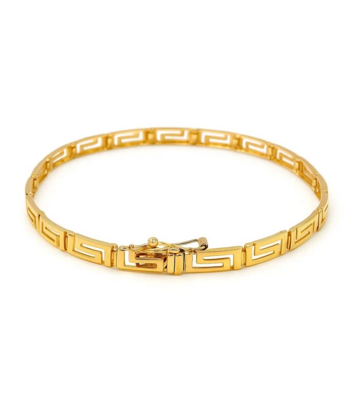 14k Yellow Gold Greek Fret Design Fancy Bracelet