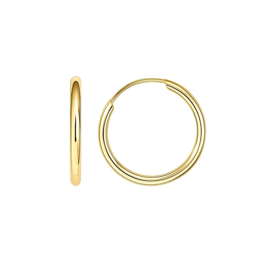10k Yellow Gold Polished Endless Hoop Earrings (16mm Diameter)