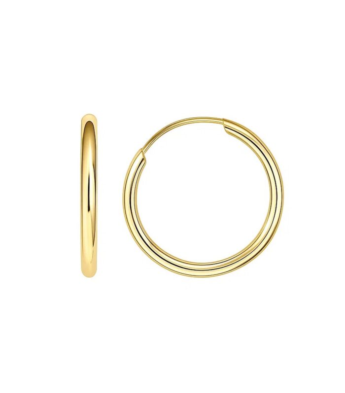 10k Yellow Gold Polished Endless Hoop Earrings (16mm Diameter)