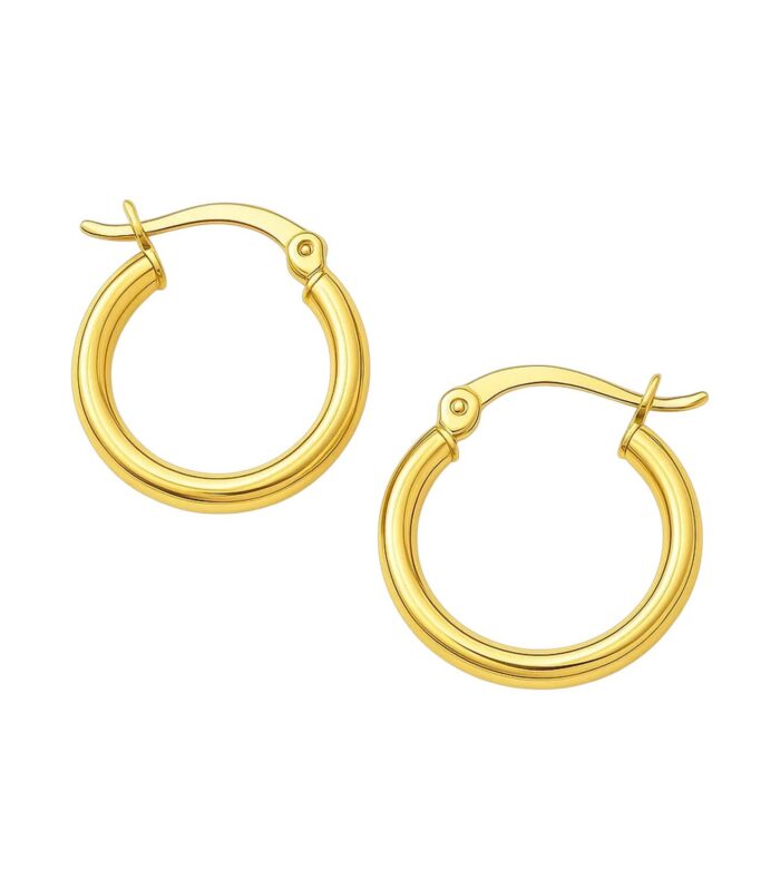 10k Yellow Gold Polished Hoop Earrings (15 mm)