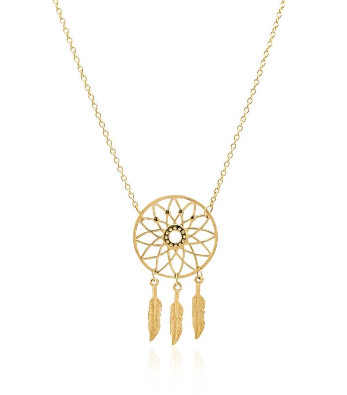 Dream Catcher Pendant in 14k Yellow Gold