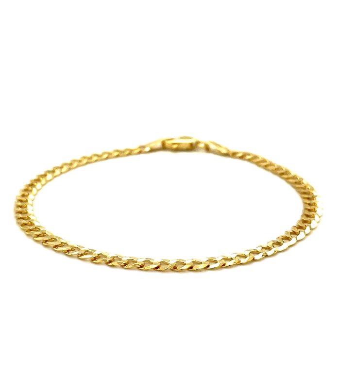 3.6mm 14k Yellow Gold Solid Curb Bracelet