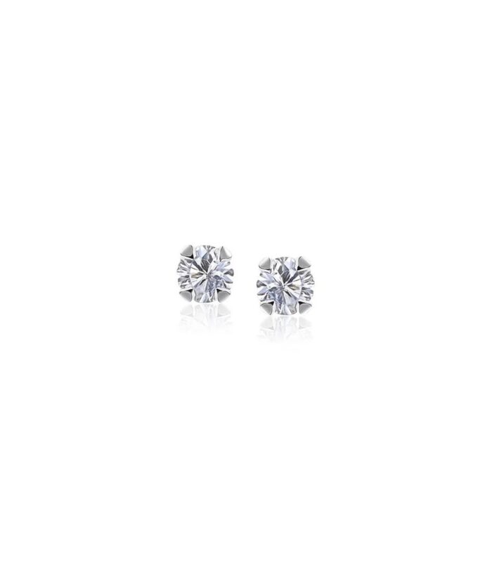 14k White Gold White Cubic Zirconia 2mm Stud Earrings