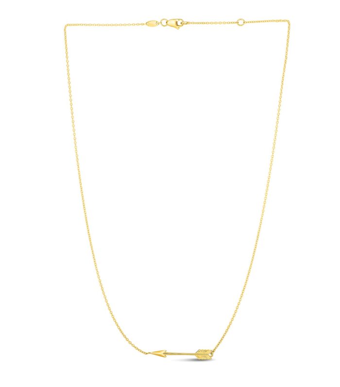 14k Yellow Gold Chain Necklace with Horizontal Arrow Pendant