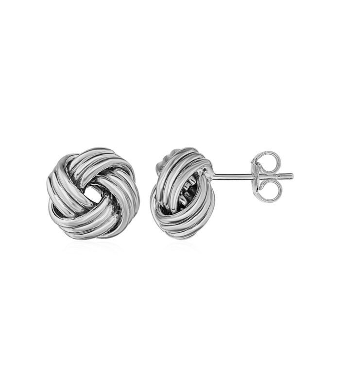 Love Knot Post Earrings in 14k White Gold