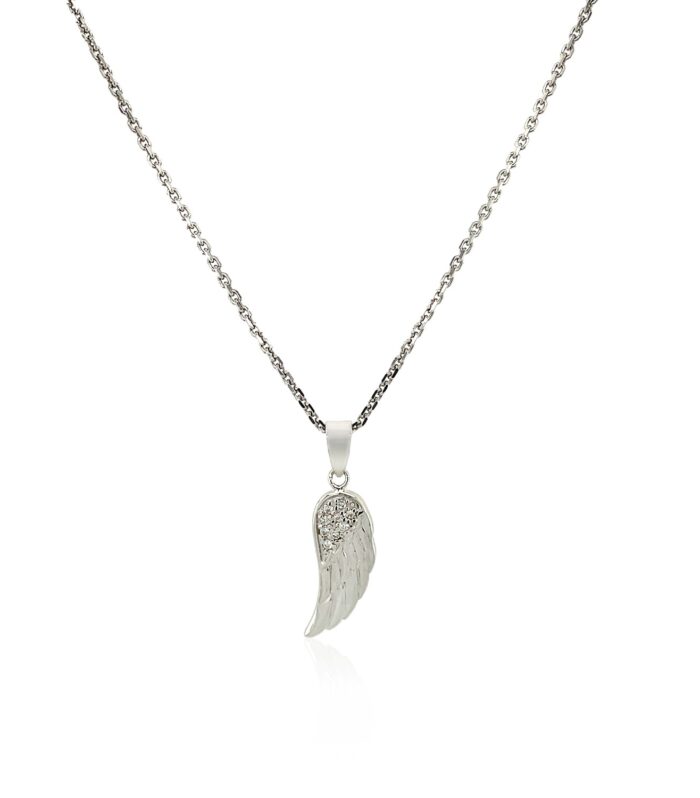 Sterling Silver with Textured Angel Wing Pendant