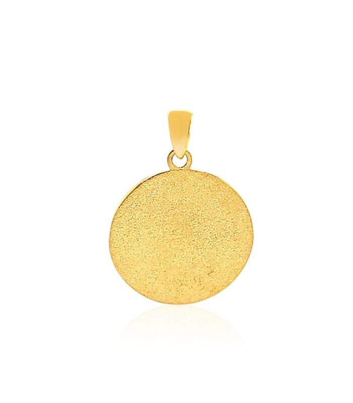 14k Two Tone Gold Round Textured Religious Medal Pendant