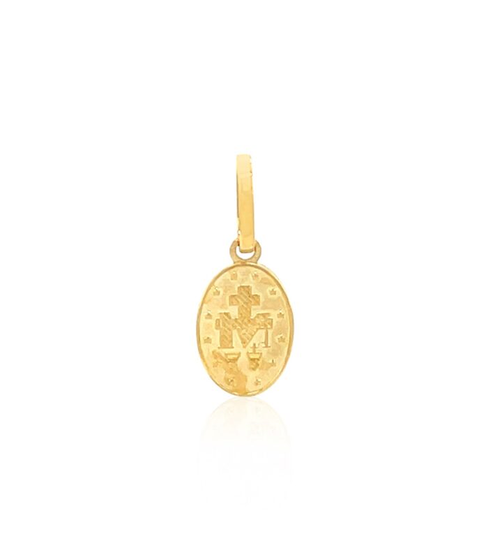 14k Yellow Gold Oval Religious Medal Pendant