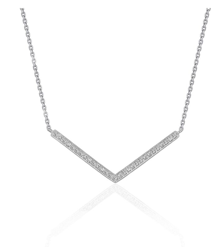 Diamond Chevron Pendant in 14k White Gold (1/3 cttw)