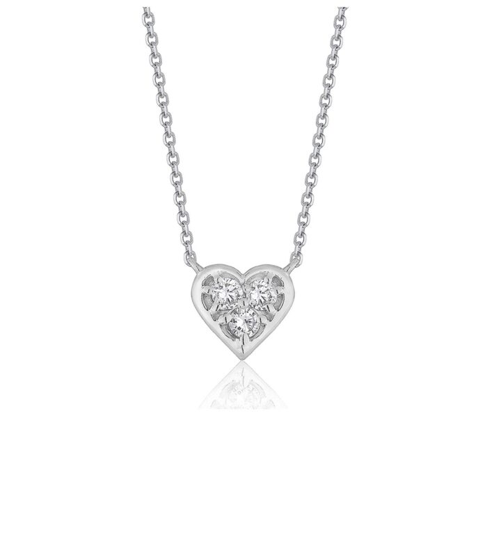 Diamond Heart Design Pendant in 14k White Gold