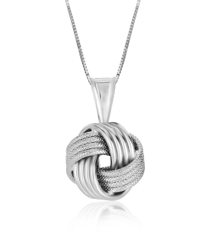 Sterling Silver Pendant with a Ridge Textured Love Knot Design