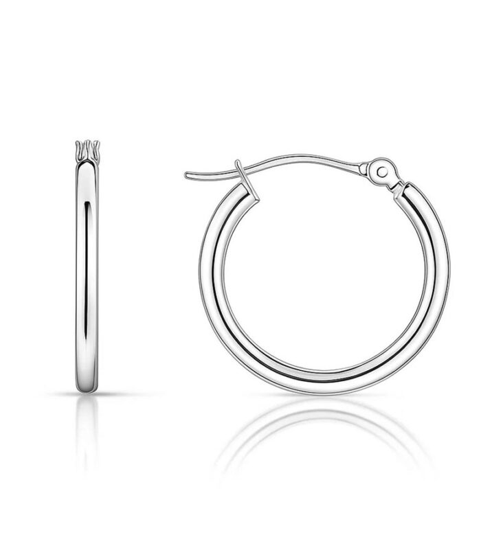 10k White Gold Polished Hoop Earrings (50 mm)