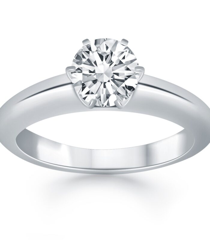 14k White Gold Solitaire Cathedral Engagement Ring