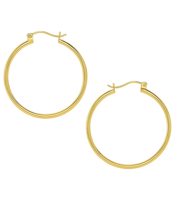 14k Yellow Gold Polished Hoop Earrings (40mm)
