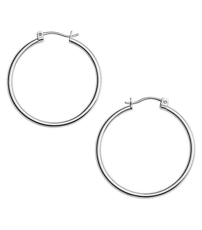 10k White Gold Polished Hoop Earrings (40mm)