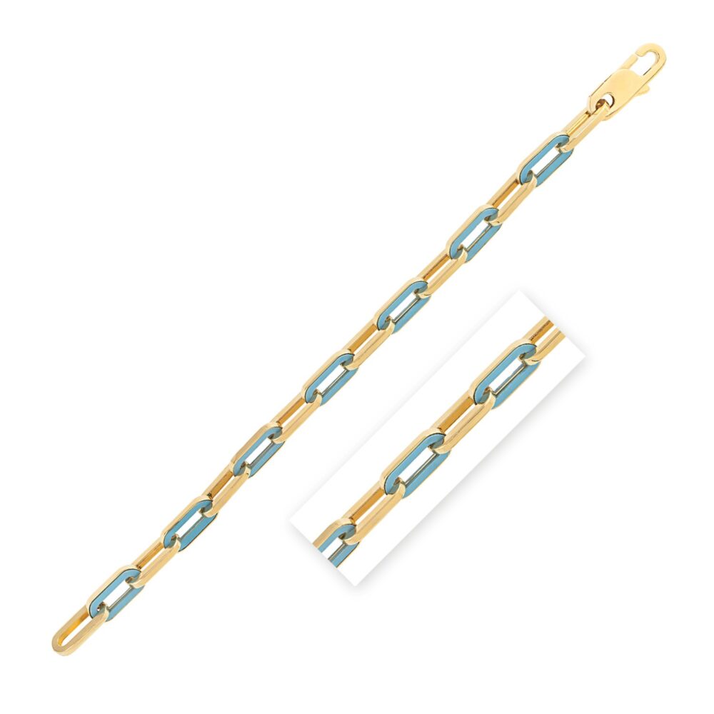 14k Turquoise Paperclip Bracelet - Image 2