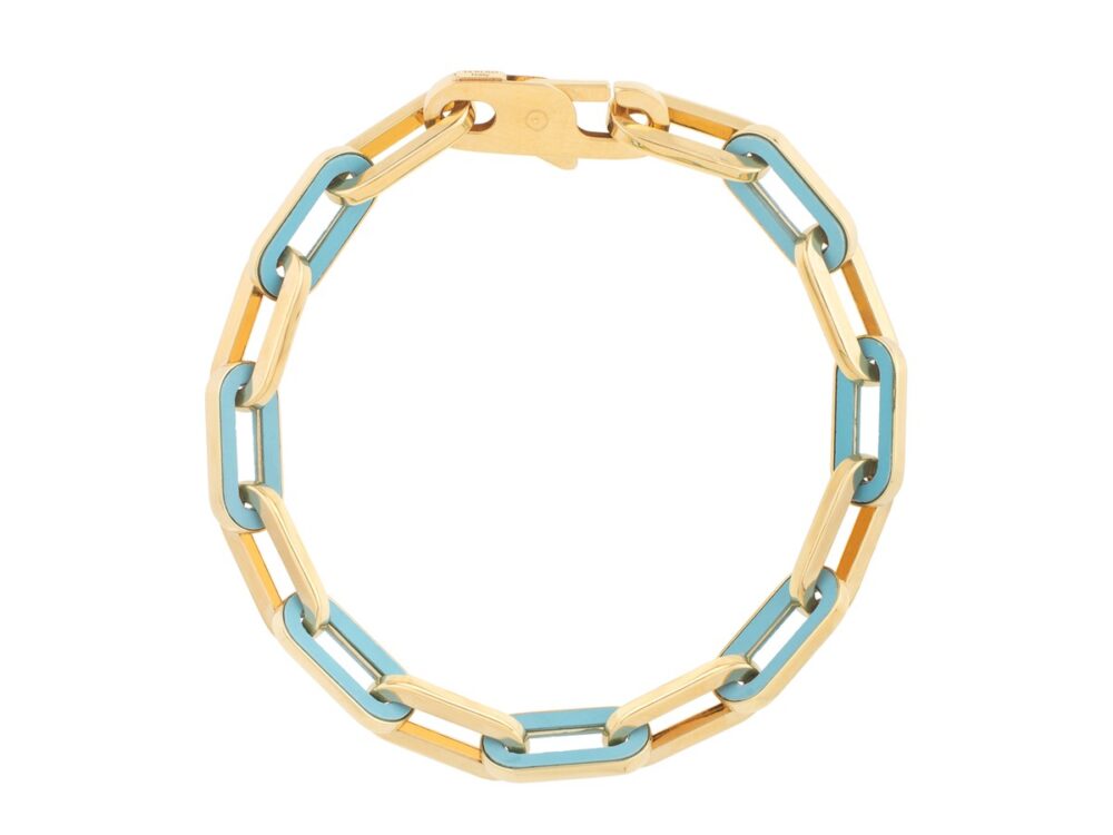 14k Turquoise Paperclip Bracelet