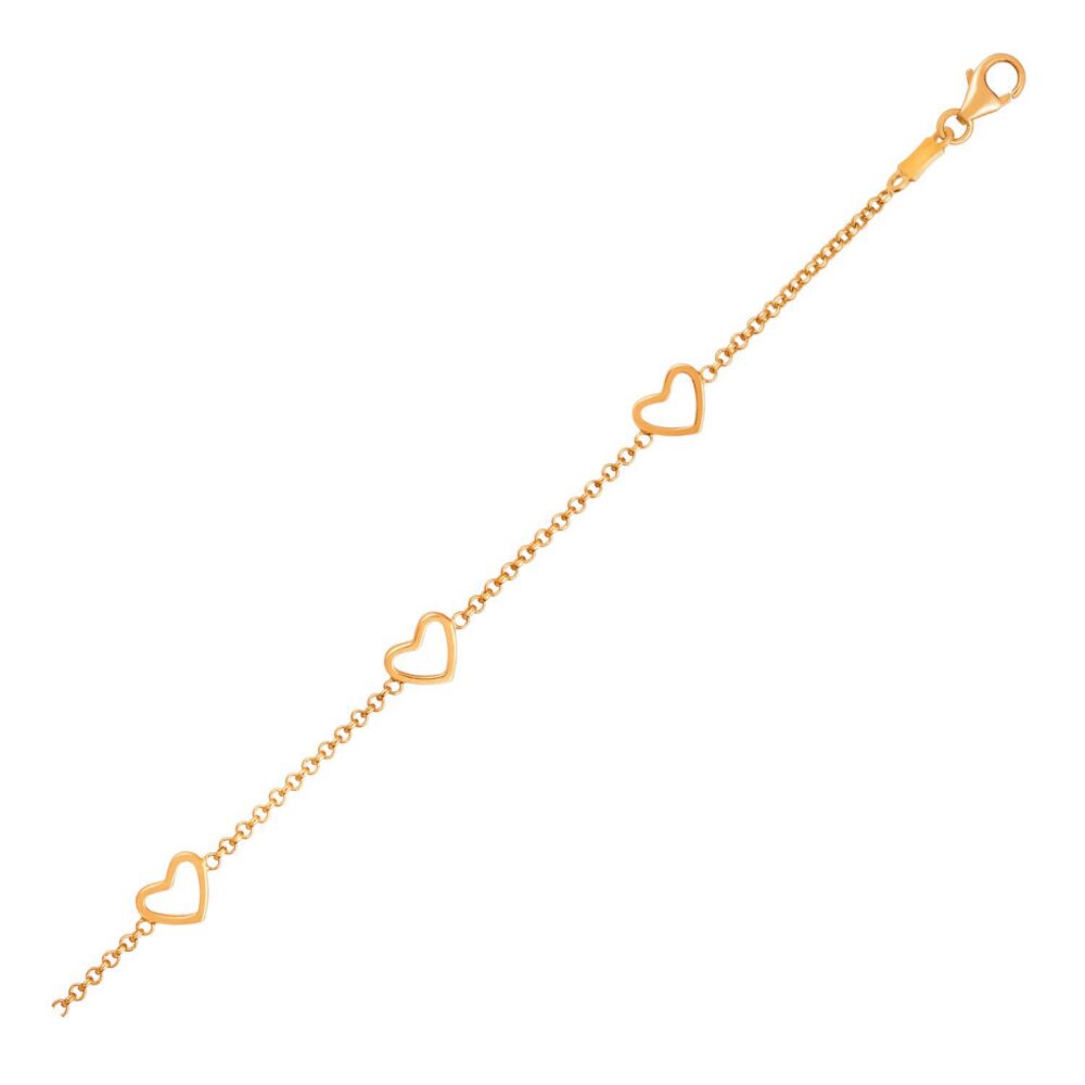 14k Children's Bracelet with Hearts
