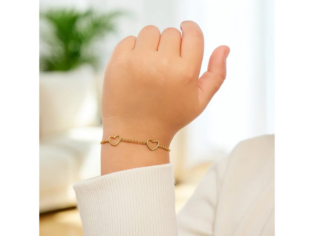14k Children's Bracelet with Hearts - Image 4