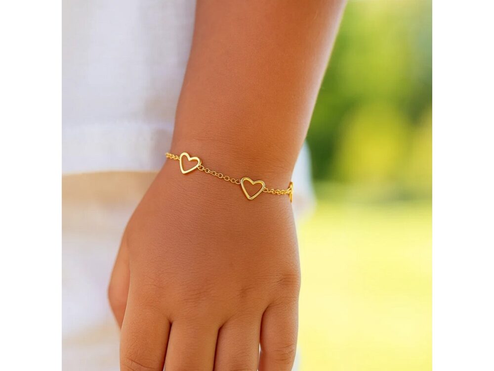 14k Children's Bracelet with Hearts - Image 2