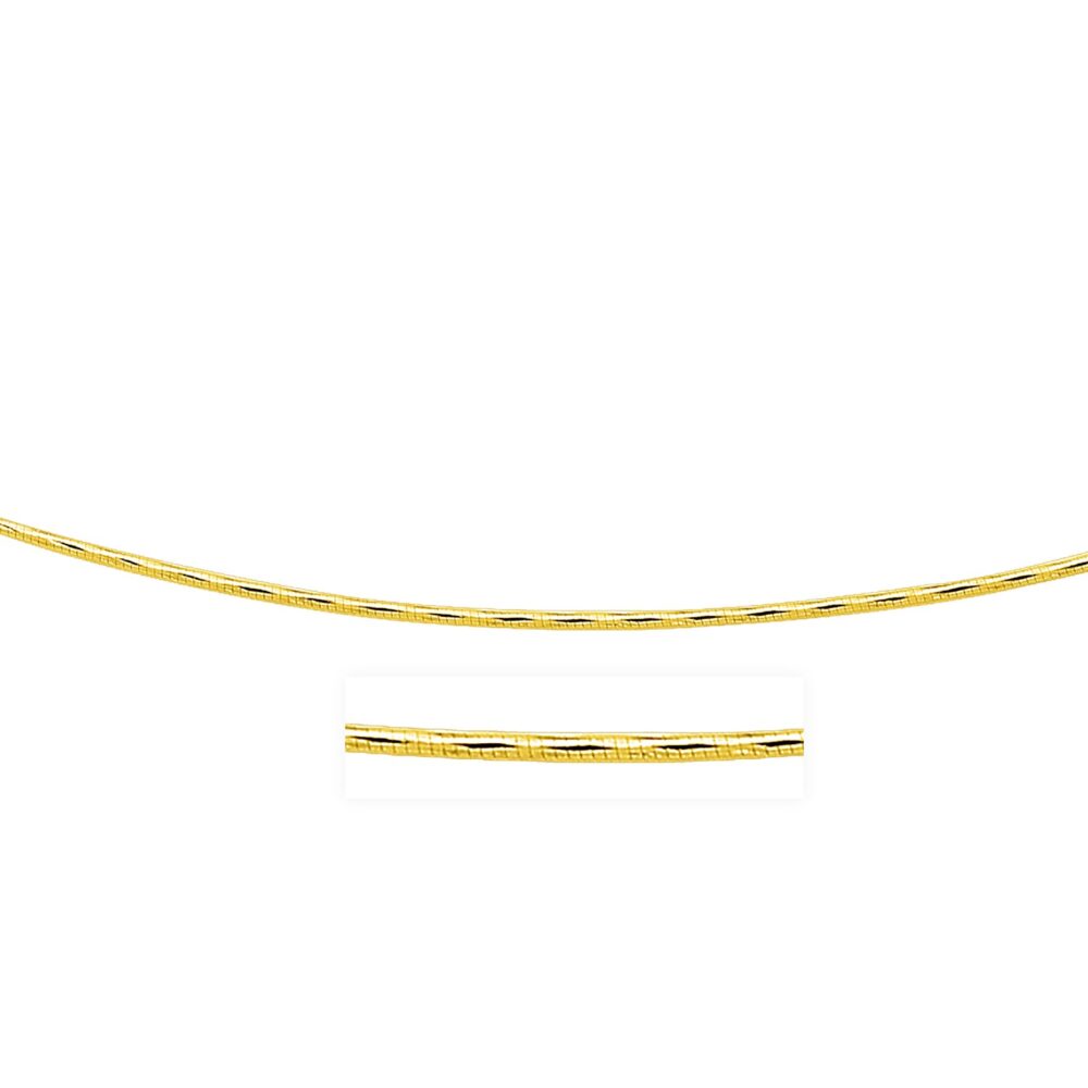 Diamond Cut Round Omega Necklace in 14k Yellow