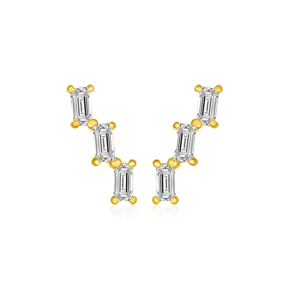 14k Yellow Gold Climber Post Earrings