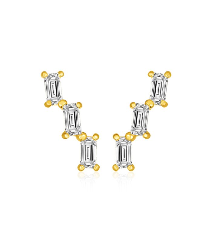 14k Yellow Gold Climber Post Earrings