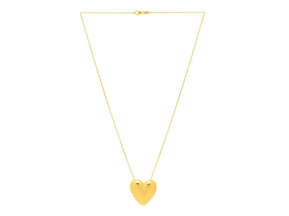 Large Puffed Heart Necklace in 14k Gold - Image 3
