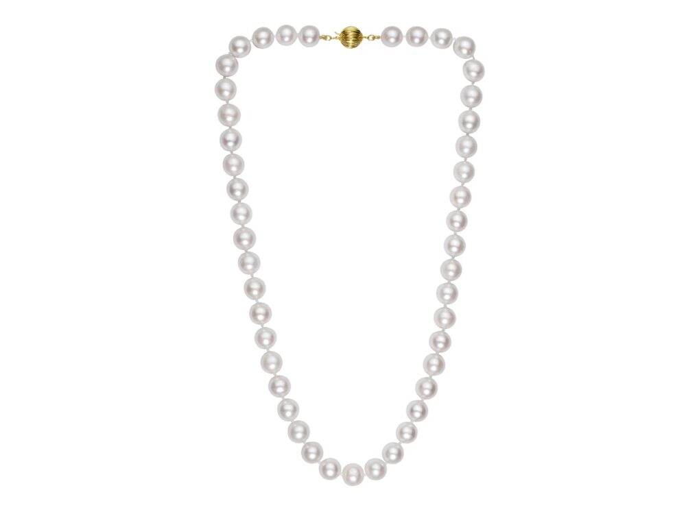 Pearl Necklace with Ball Clasp in 14k Gold - Image 2