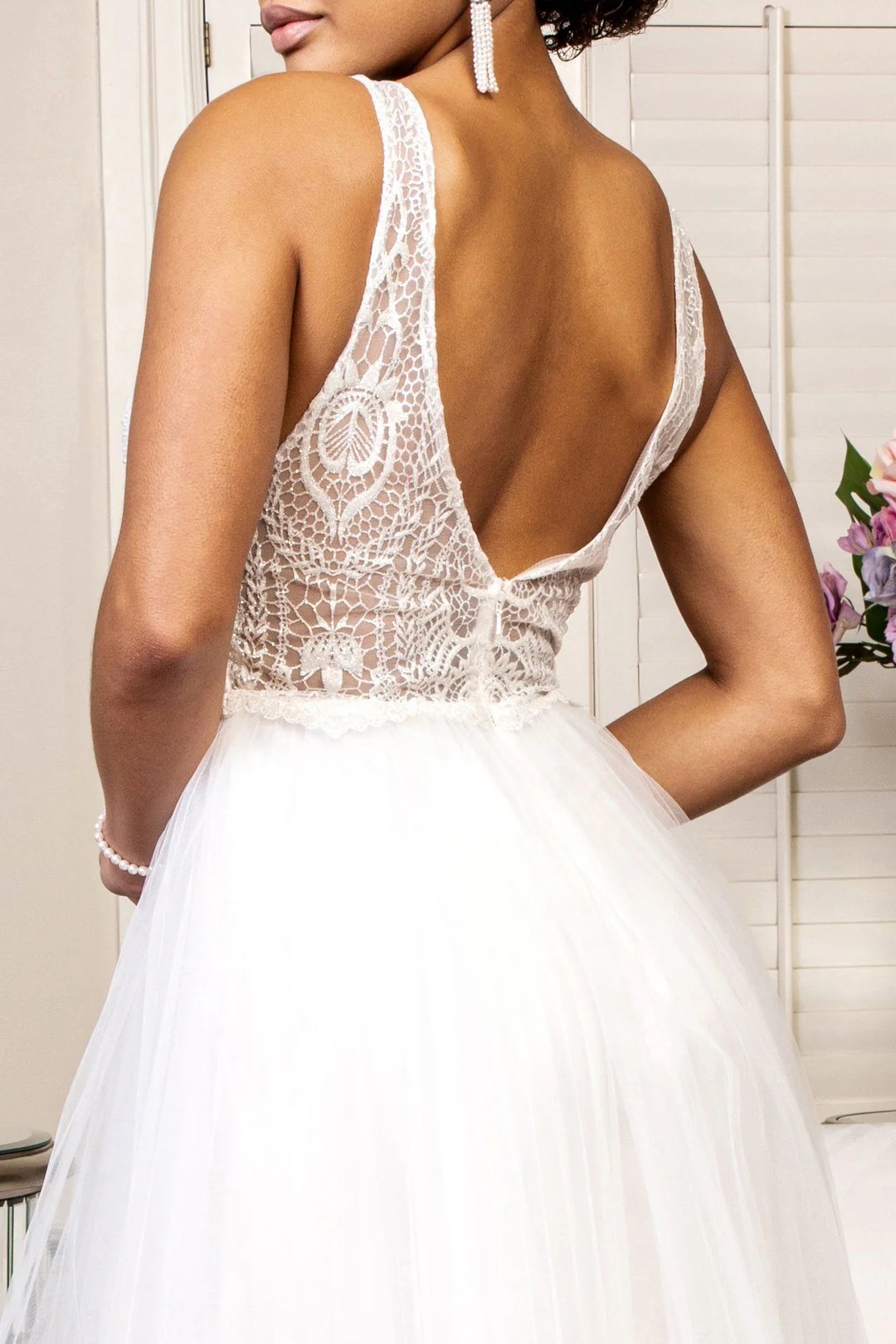 Embellished V-Neck Wedding Dress by Elizabeth K GL1901 - Image 4