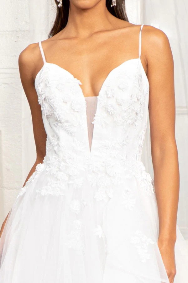 Elizabeth K GL3013 3D Floral A-Line Wedding Dress - Image 2