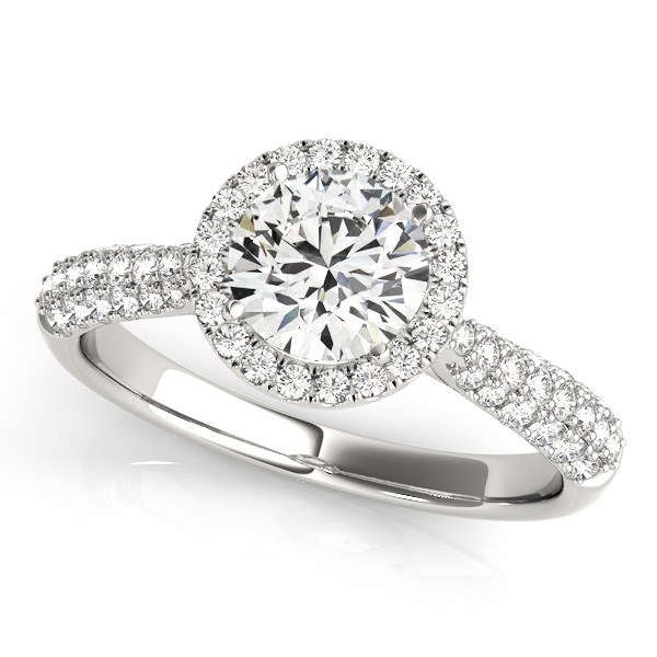 14k White Gold Halo Pave Band Diamond Engagement Ring (1 1/3 cttw) (Copy)