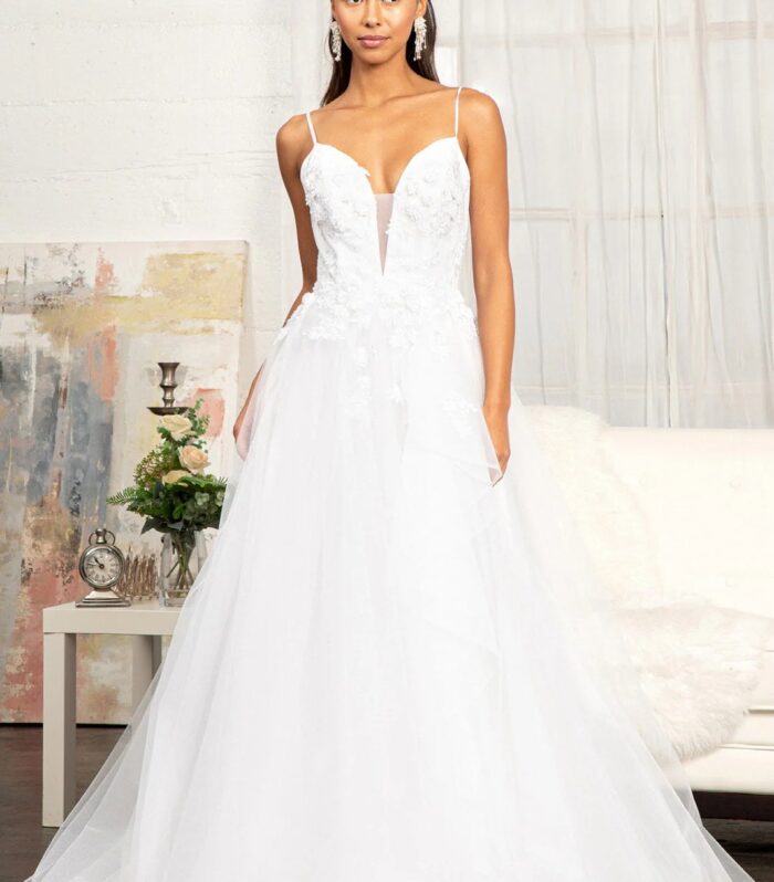 Elizabeth K GL3013 3D Floral A-Line Wedding Dress