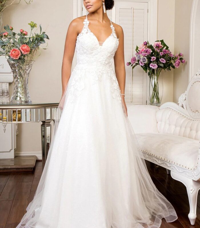 Elizabeth K GL1916 Embellished Lace-Up Bridal Gown