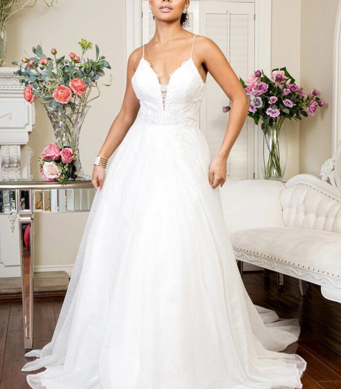 Embroidered Glitter Wedding Dress by Elizabeth K GL1904