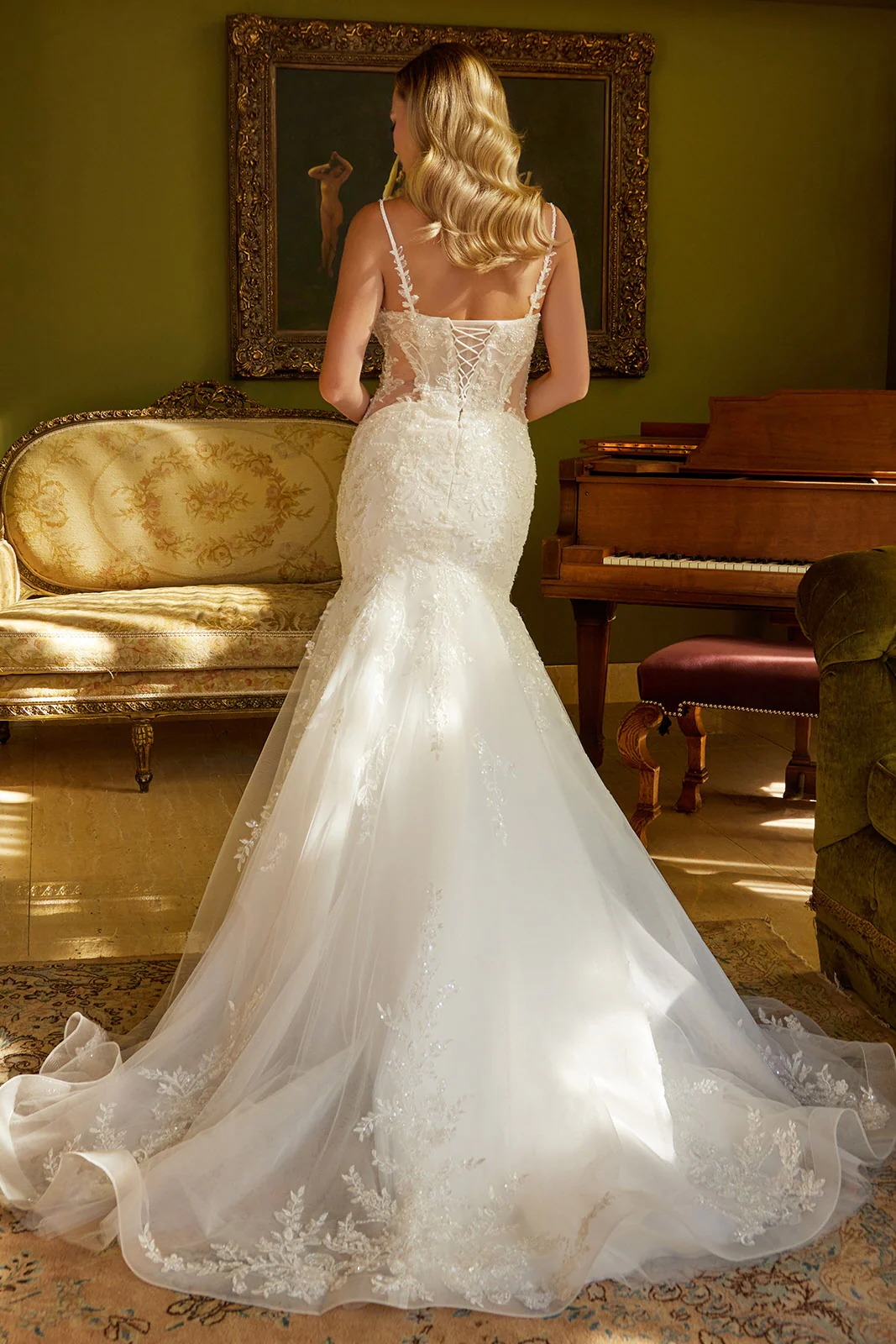 Embellished Appliqué Mermaid Bridal Dress - Image 2
