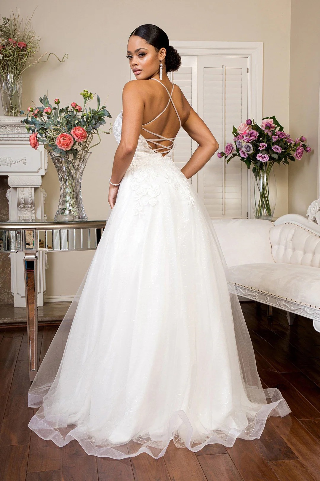 Elizabeth K GL1916 Embellished Lace-Up Bridal Gown - Image 2