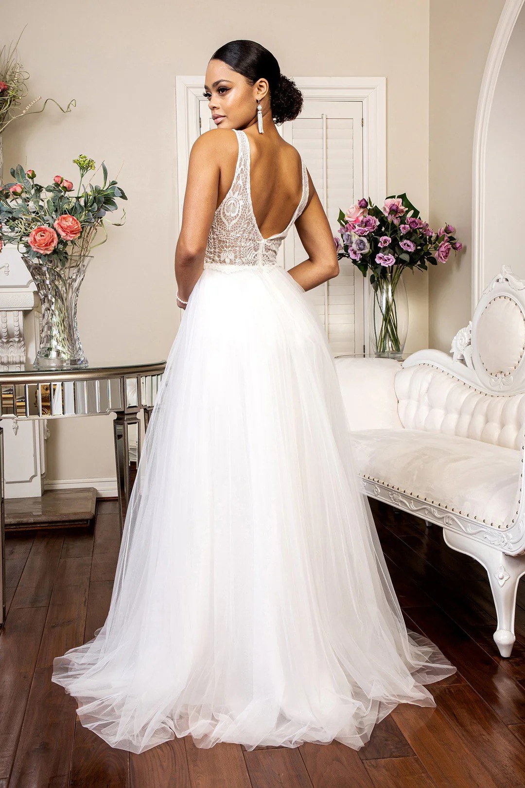 Embellished V-Neck Wedding Dress by Elizabeth K GL1901 - Image 2