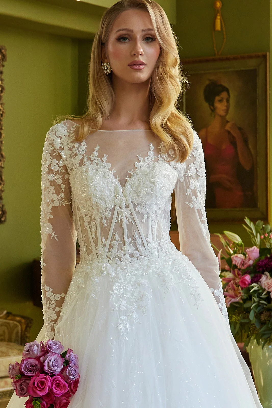 Elegant Long-Sleeve Bridal Gown - Image 4