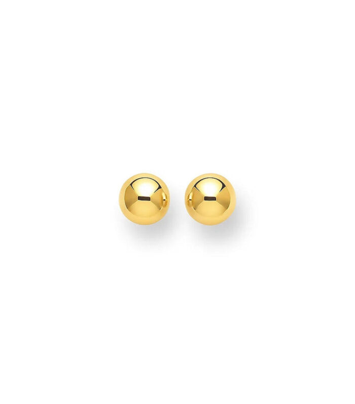 14k Yellow Gold Polished Round Stud Earrings